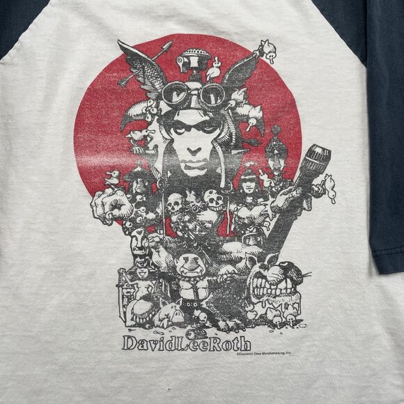 Vintage David Lee Roth Raglan Shirt Mens Large White Navy Nothin' But Yeah! - Picture 10 of 10